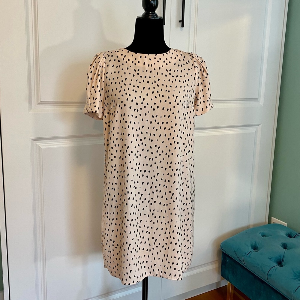 River Island light pink black print short sleeve dress top size 8 runs small